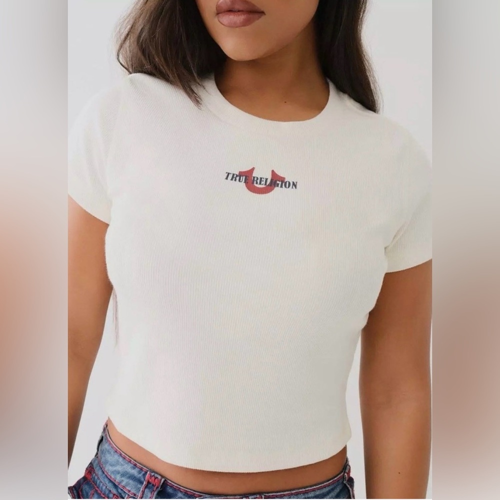 NWT True Religion White Ribbed Baby T-Shirt 💫